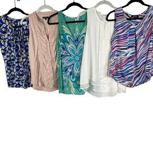 Calvin Klein Daniel Rainn Elle Nine West Blouse Top LOT of 5 Sz Small Sleeveless